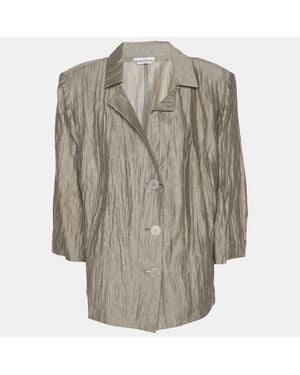 Marina Rinaldi Texture Linen Blend Blazer - Gray