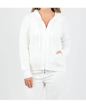 Kinross Cashmere Claire Cable And Rib Zip Hoodie - White