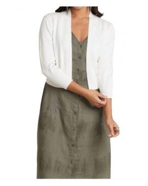 Carre Noir Quarter Sleeve Bolero Shrug Top - Green