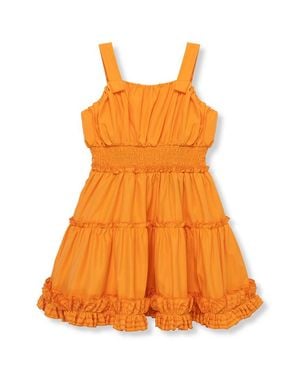 Habitual Ruched Woven Dress - Orange
