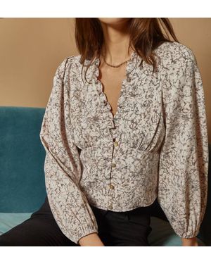 Self Contrast Poppy Top - Brown