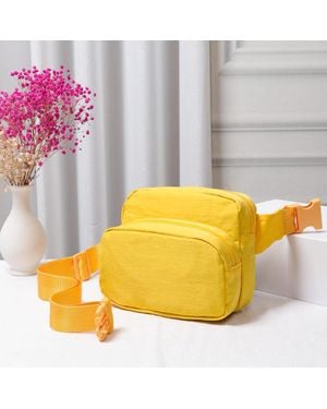 Fashnzfab Solid Nylon Sling Bag Fanny Pack Belt Bag - Yellow