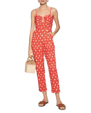 dress to Strapless Flower Jumpsuit - Red
