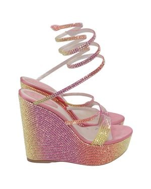 Rene Caovilla René Caovilla Cleo Tropical Wrap Wedge Sandals - Pink