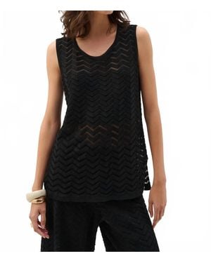 Joseph Ribkoff Knit Chevron Stitch Relaxed Tunic Top - Black