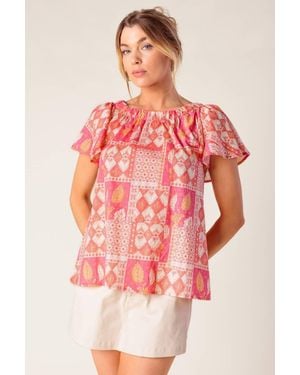 TRUEDAMES Where To Next Woven Top - Pink