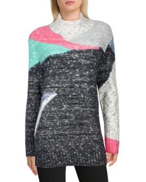 NIC+ZOE Marled Long Sleeve Mock Turtleneck Sweater - Gray