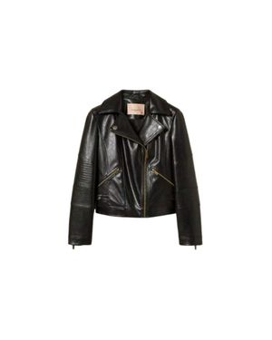 Twinset Faux Leather Biker Jacket - Black