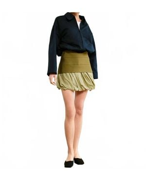 Line & Dot Paneled Mini Skirt - Black