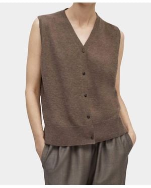 Cordera Merino Wool Lace Waistcoat Vest - Brown