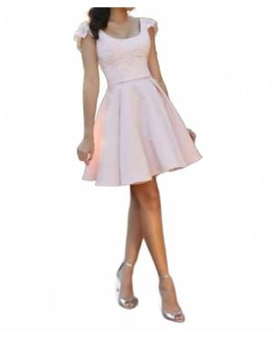 Mori Lee Mini Cap Sleeves Dress - Pink