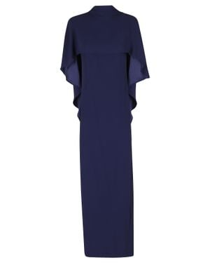 Alberta Ferretti Bow Back Viscose Satin Maxi Dress - Blue