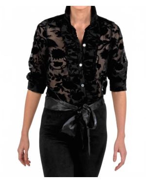 Gretchen Scott Ruffle Rumble Blouse - Black