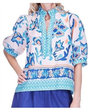 J joy Trimmed Top - Blue