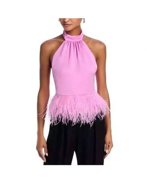 Ramy Brook Feather Trim Halter Top - Purple