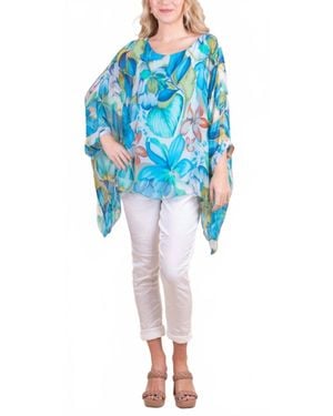 Gigi Moda Seta Botanical Kaftan Top - Blue