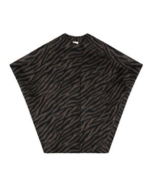 Alysi Jungle Bold Animal Print Wool-Mohair Cape - Black