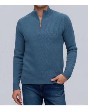 RAFFI Cashmere Quarter Zip Sweater - Blue