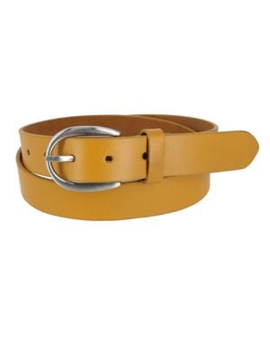 CTM Adjustable Smooth Leather Dress Belt - Orange