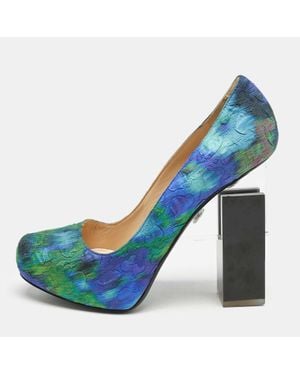 Nicholas Kirkwood Textile Block Heel Pumps - Blue