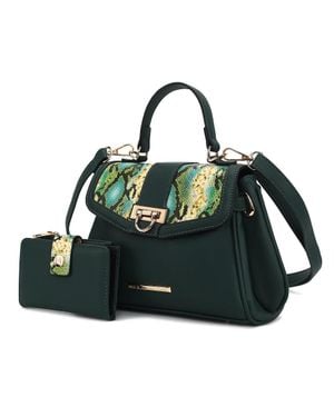 MKF Geny Faux-Snake Embossed Shoulder Bag With Matching Wallet By Mia K - Green