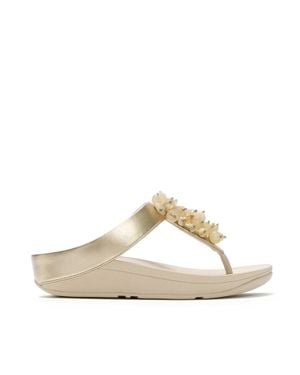 Fitflop Fino Bead-Cluster Toe-Post Sandals - Metallic