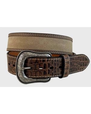 Roper Crazy Horse Trim Leather Belt - Multicolor