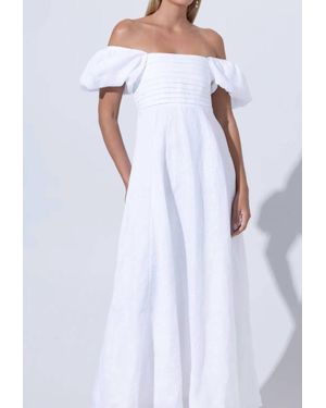 LUSANA Amy Linen Maxi Dress - White
