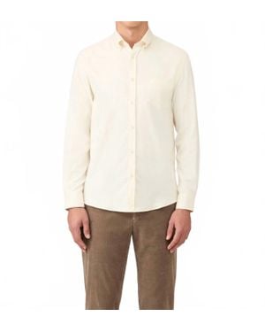 Sunspel Brushed Cotton Flannel Shirt - White