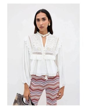 RIXO London Lilly Embroidery Diann Top - White