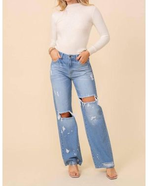 White Label Distressed Straight Leg Jeans - Blue