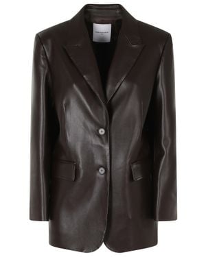 Isabelle Blanche Single-Breasted Faux Leather Jacket - Black