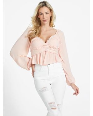 Guess Luna Ruffle Top - White