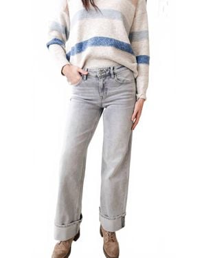 Flying Monkey Mid Rise Cuffed Wide Leg Jeans - Gray