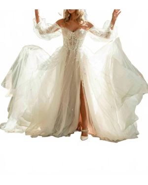 Essence of Australia Ethereal Designer Boho A-Line Wedding Dress - Natural