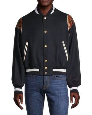Bally Wool-Blend Snakeskin-Embossed Bomber Jacket - Black