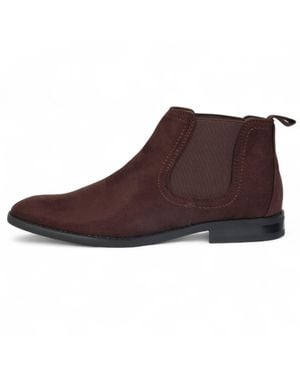 Infinity Leather Bown Suede Chelsea Boots Real Leather Lined Slip-On - Brown