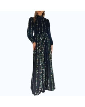 Adam Lippes Floral Crepe De Chine Pleated Maxi Dress - Black
