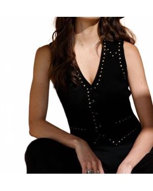 Minnie Rose Western Knit Vest - Black