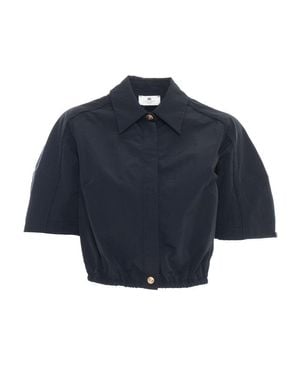 Elisabetta Franchi Cropped Shirt With Classic Collar - Blue
