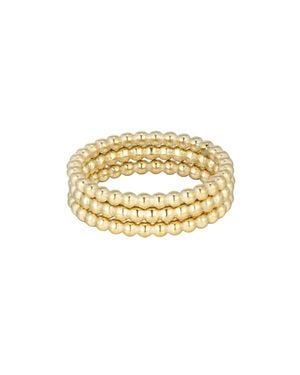 Adornia Tarnish Resistant 18K Plated Set Of Three Bead Rings - Metallic