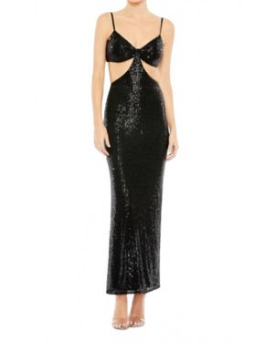 Ieena for Mac Duggal Cutout Waist Sequin Midi Dress - Black