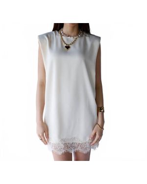 Luvee Peyton Lace Trim Mini Dress - Gray