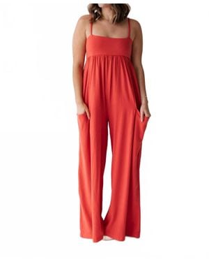 Free People Hot Shot Strappy Onesie - Red