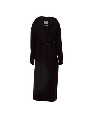 Sportmax Olmo Long Overfit Wool Belted Coat - Black