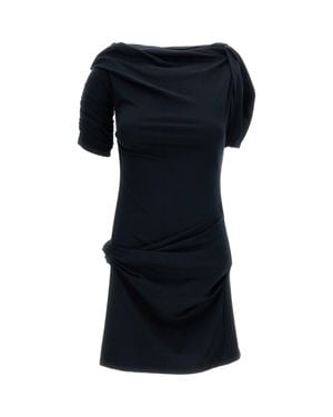 Jacquemus Draped Mini Dress With Asymmetric Neckline - Black