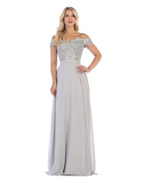 TRUEDAMES Corset Off The Shoulder Prom Dress - White