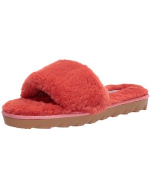 Chinese Laundry Rally Slide Sandal Coral Rallyfauxfur-817 - Red
