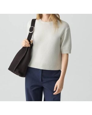 Theory Cropped Cashmere Tee - Gray