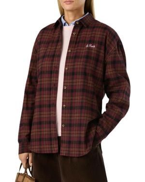 MC2 Saint Barth Plaid Playful Graphic Shirt Jacket - Brown